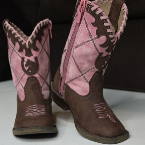 Roper Toddler Girls' Lacy Brown & Pink Cowboy Boots (Size 7) - Picture 2 of 10